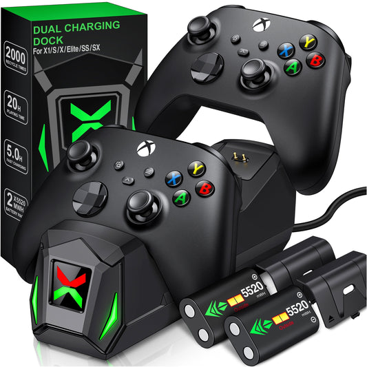 Xbox Controller Charger Station with 5220Mwh Rechargeable Battery Pack, Black